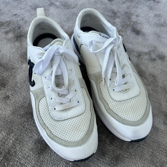 Chanel Leather And Meshed Runners in Black & White Size 43. - Picture 2 of 7